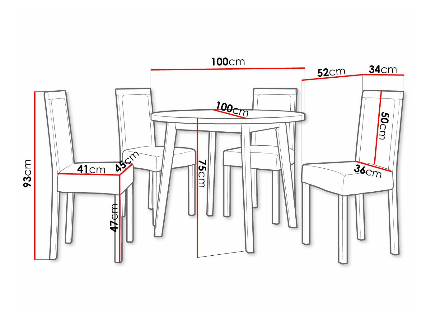 Eetkamerset Victorville 306 (Wit)