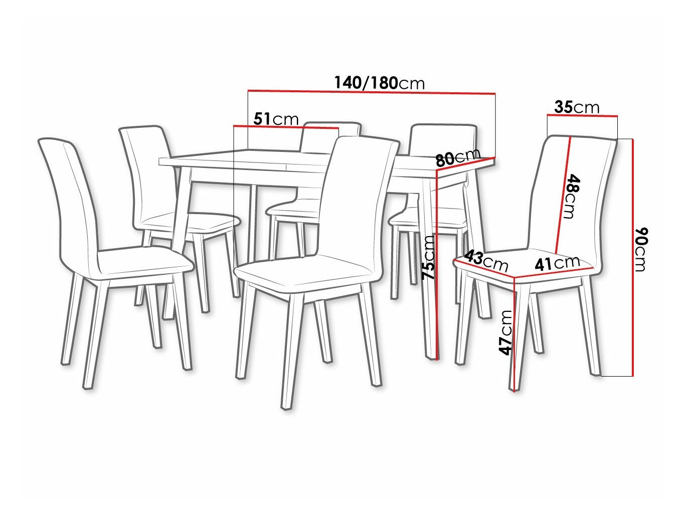 Eetkamerset Victorville 321 (Zwart)