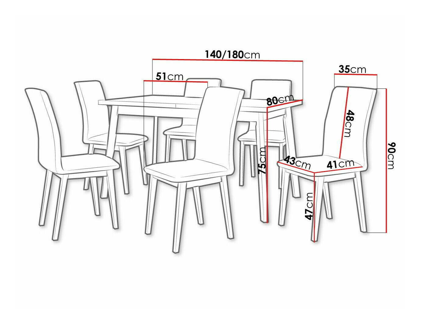 Eetkamerset Victorville 322 (Wit)