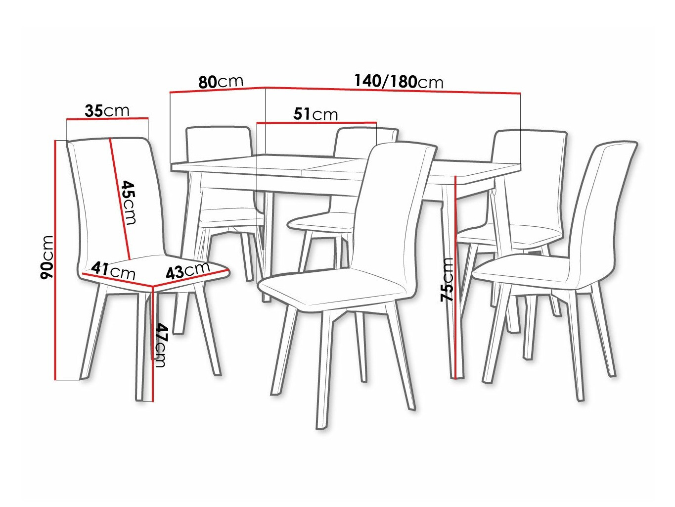 Eetkamerset Victorville 324 (Wit)
