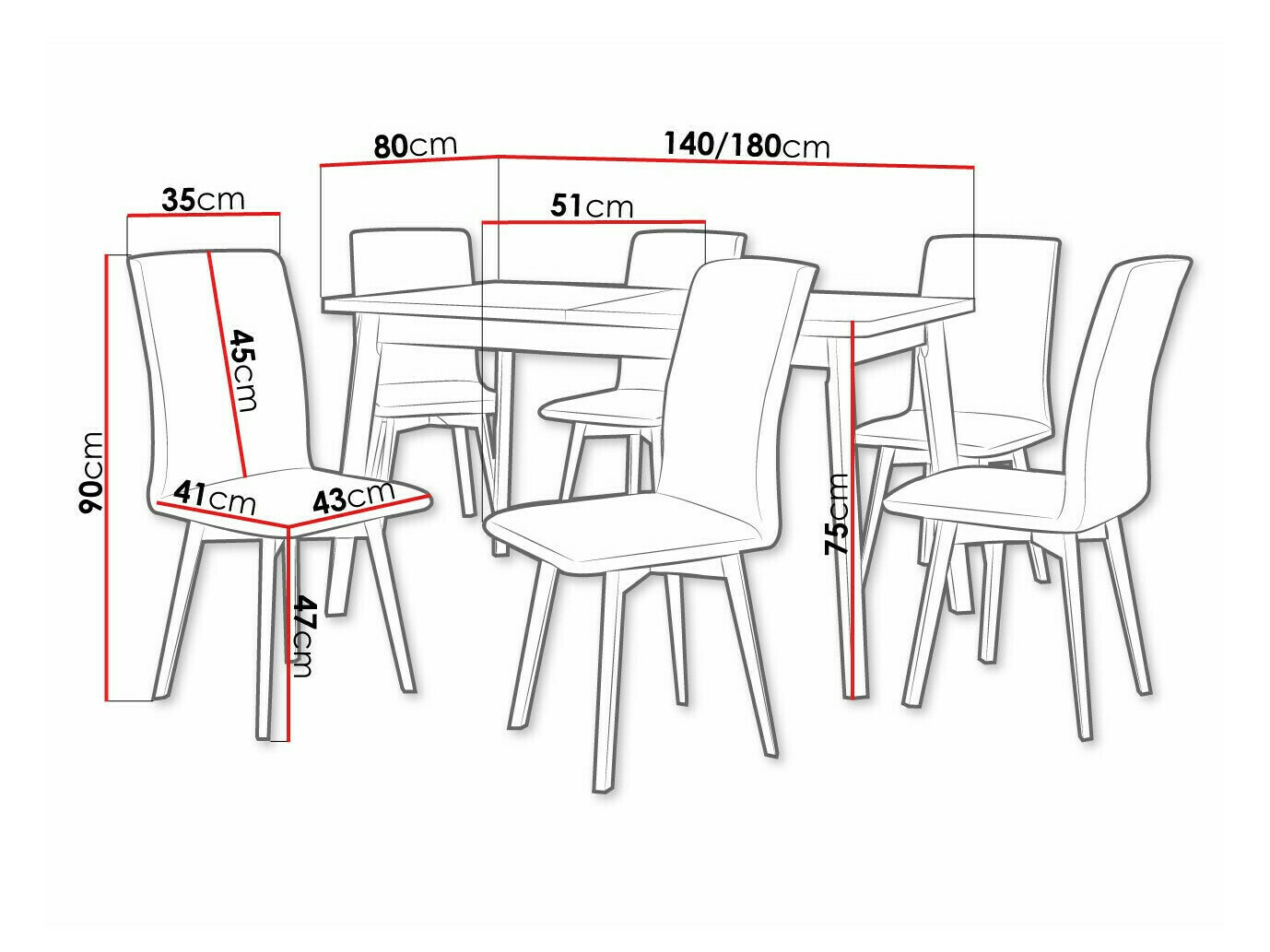 Eetkamerset Victorville 325 (Wit)