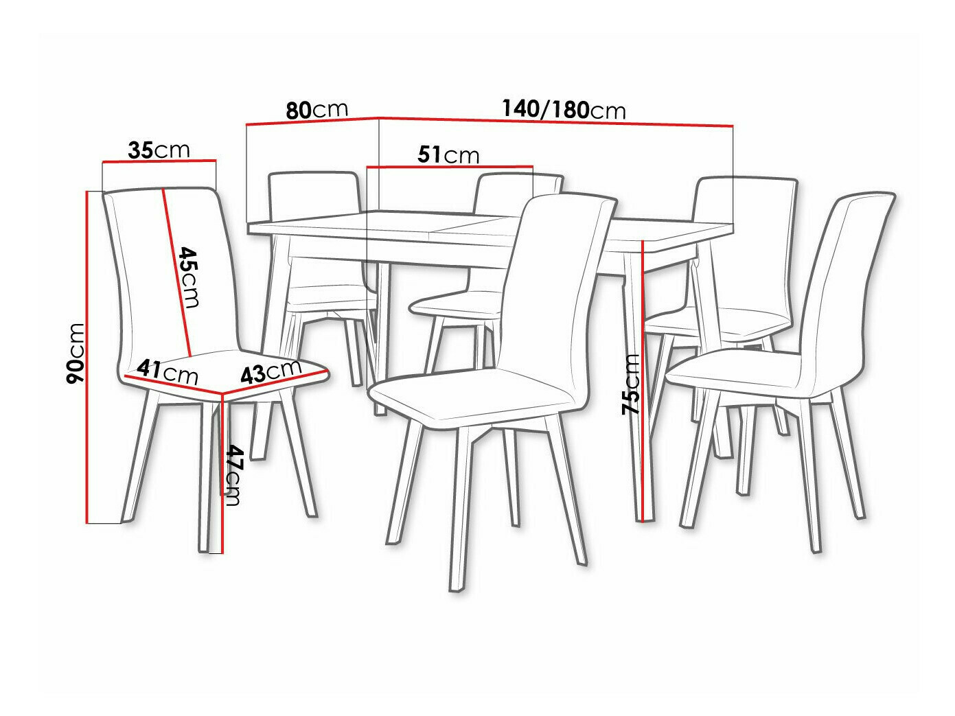Eetkamerset Victorville 326 (Zwart)
