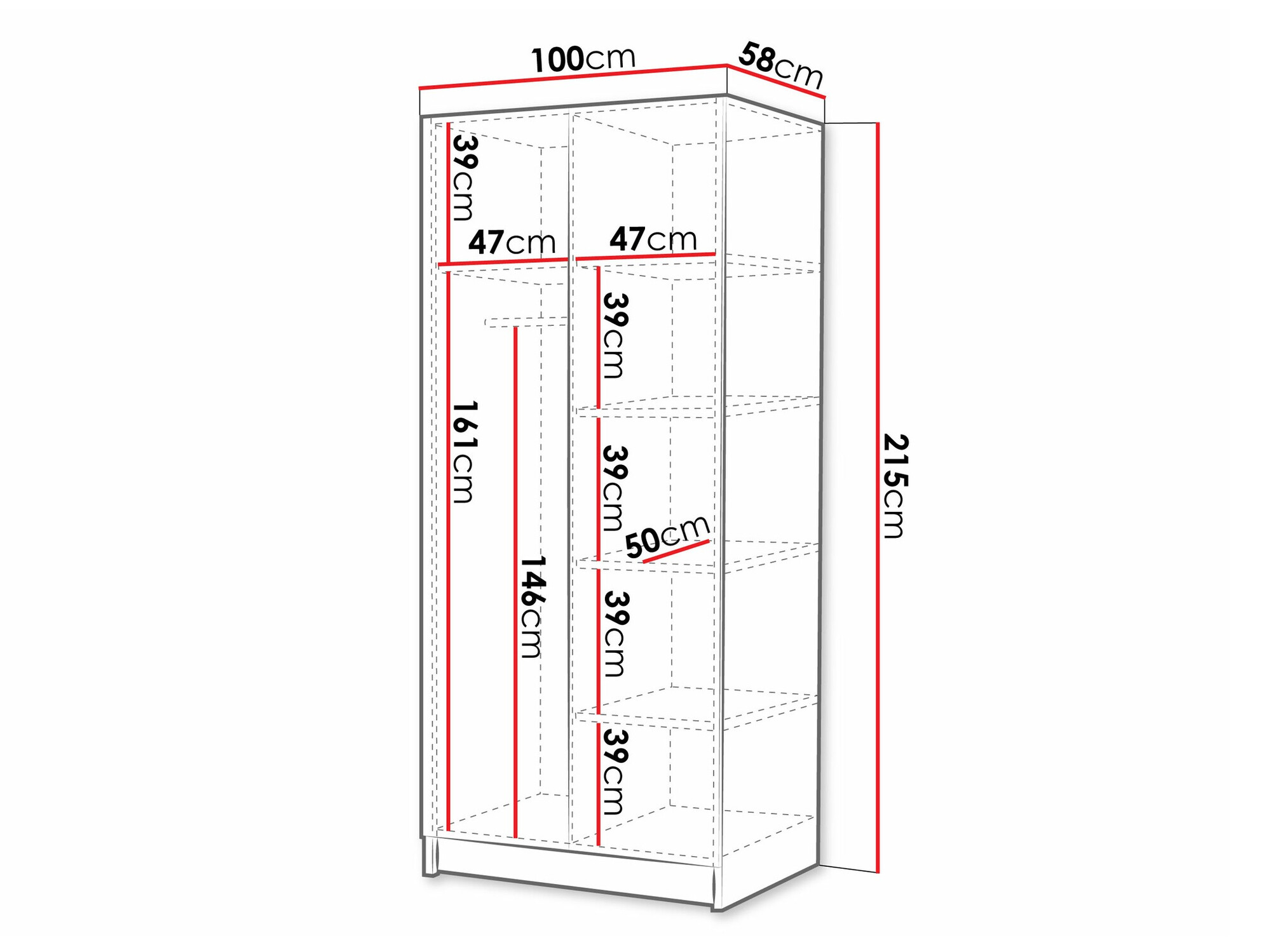 Kledingkast Closico 193 (Licht hout + Gouden)