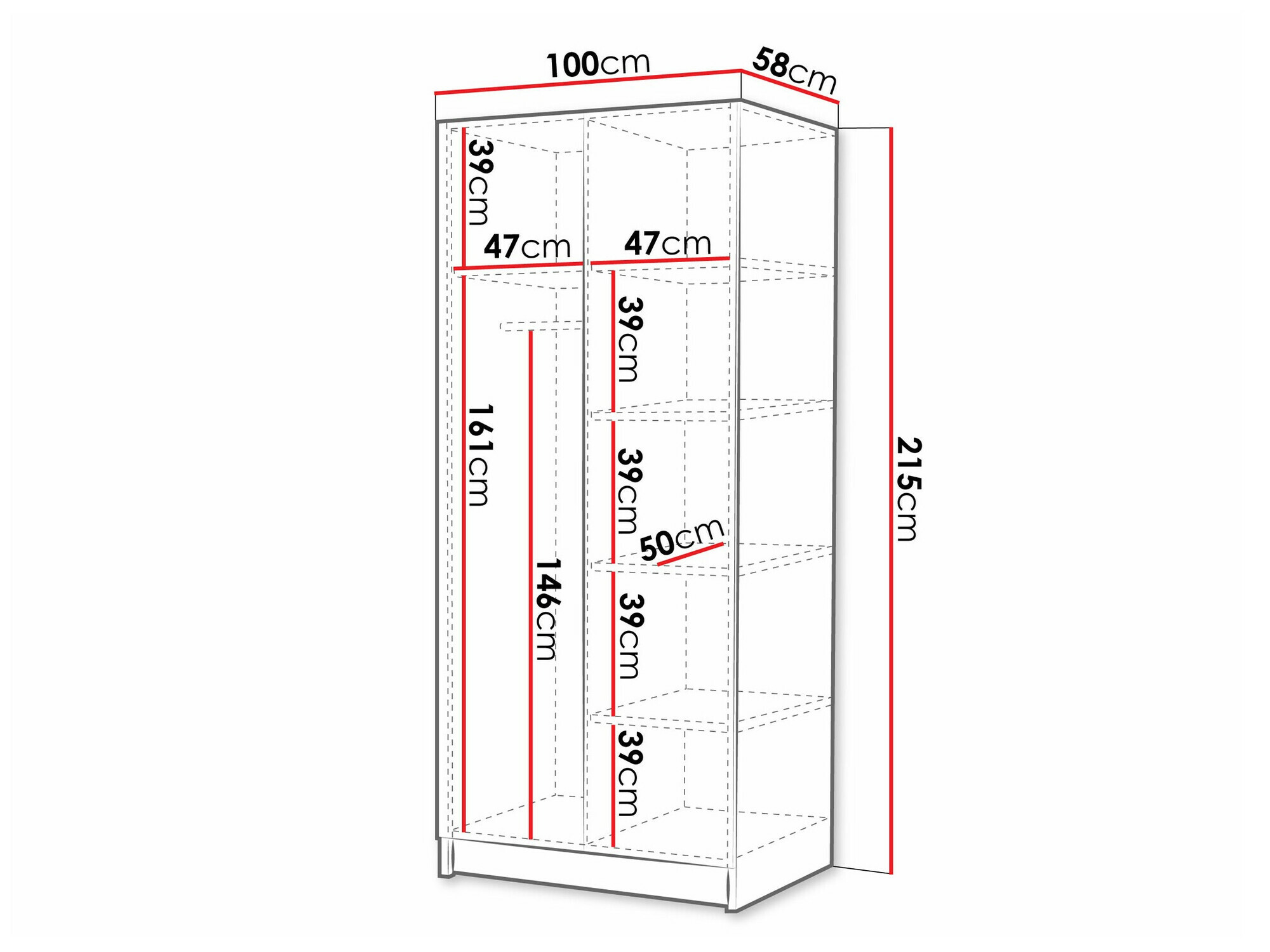 Kledingkast Closico 193 (Licht hout + Zwart)