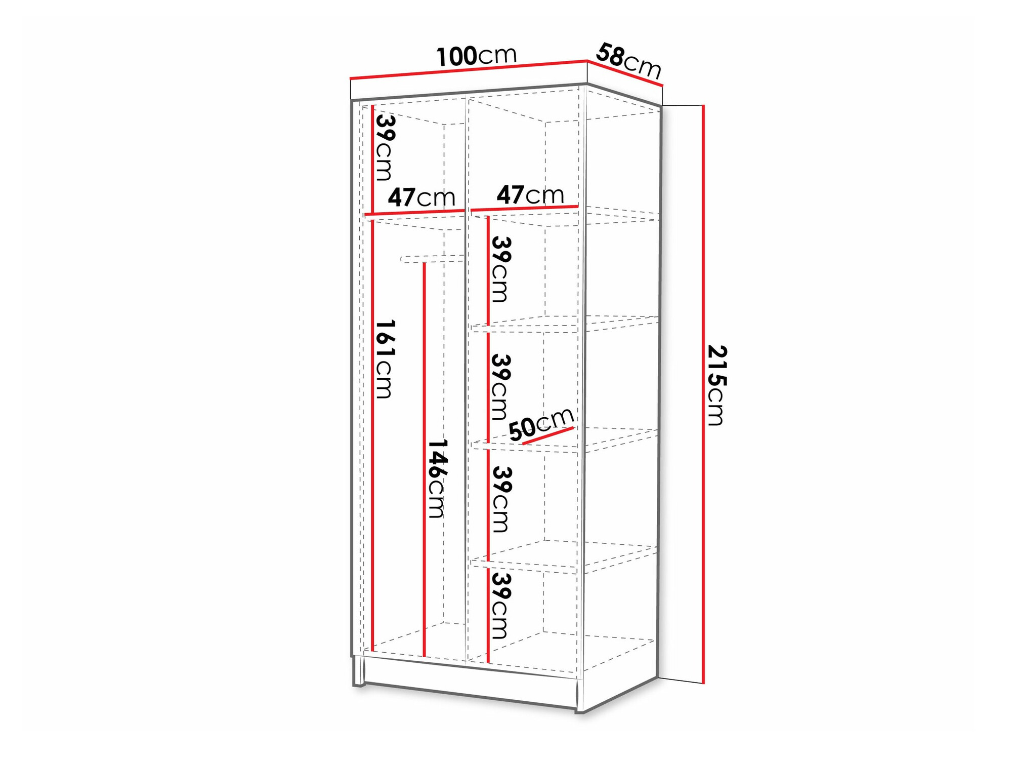Kledingkast Closico 195 (Lighhout + Zwart)