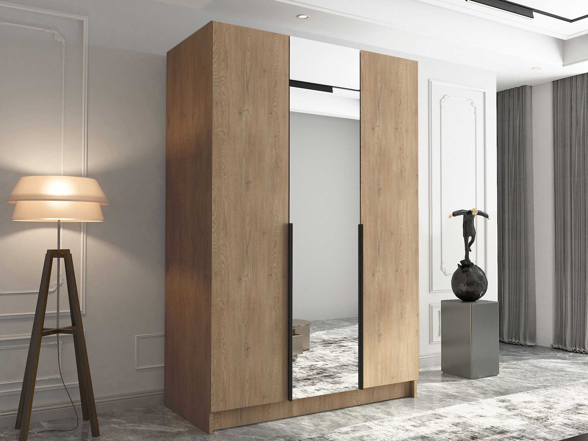 Kledingkast Closico 197 (Licht hout + Zwart)