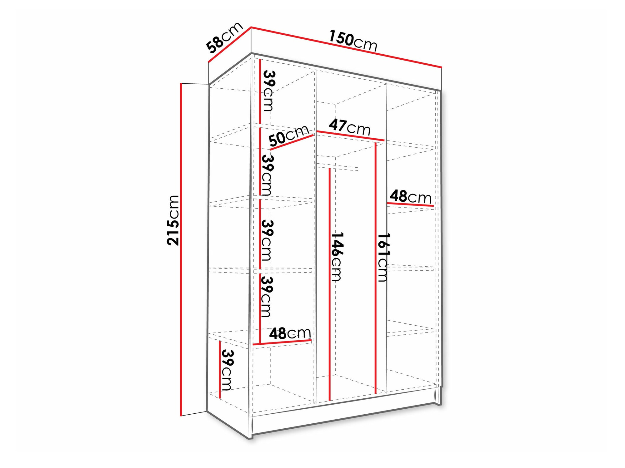Kledingkast Closico 197 (Licht hout + Zwart)