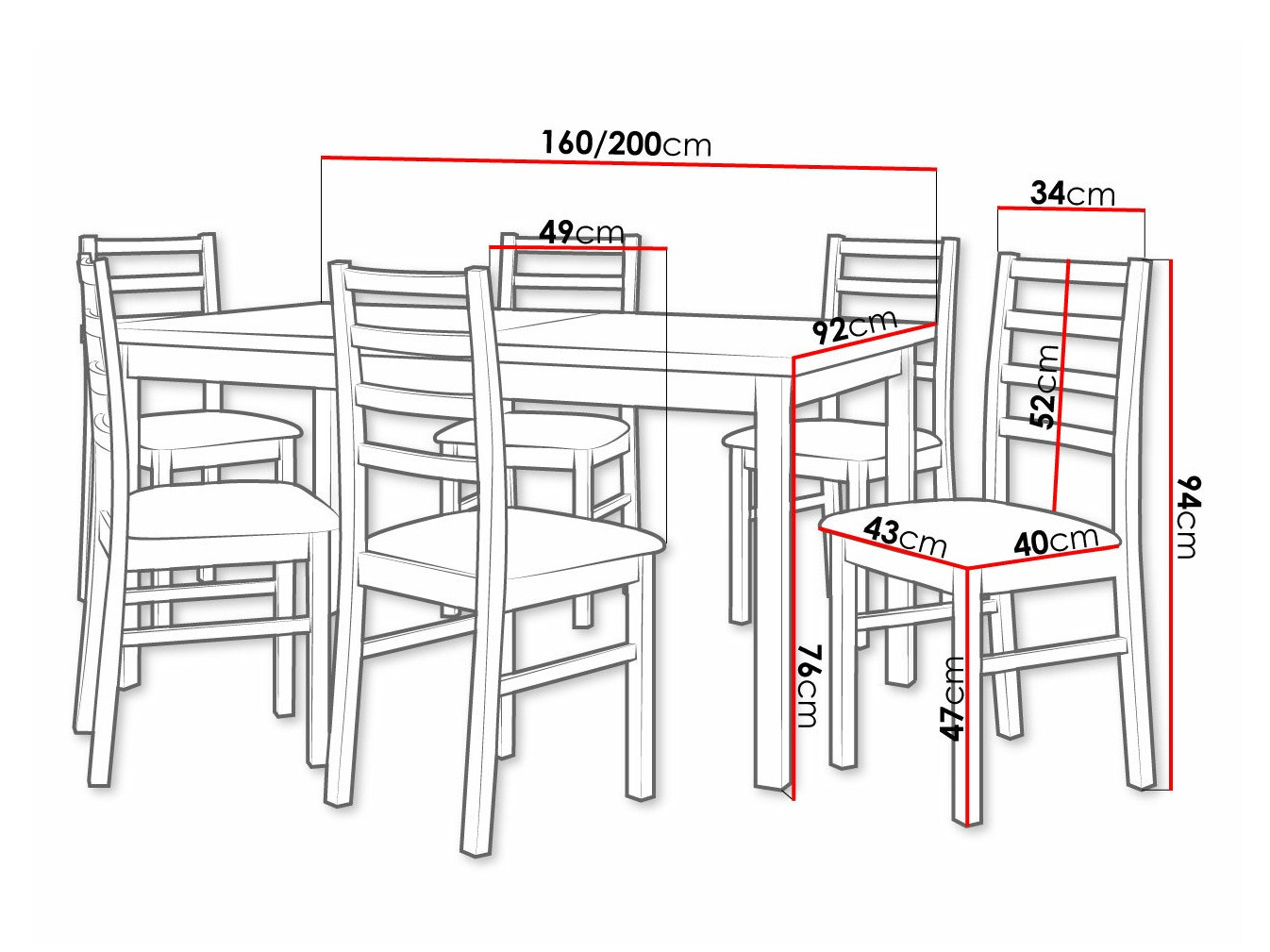 Eetkamerset Victorville 307 (Sonoma eik)