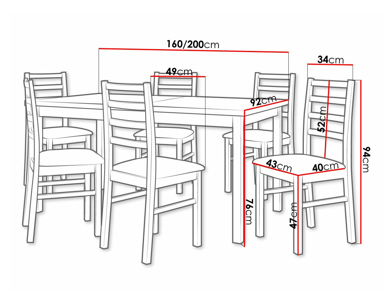 Eetkamerset Victorville 307 (Sonoma eik)