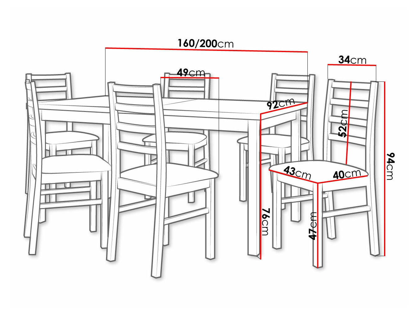 Eetkamerset Victorville 307 (Sonoma eik)