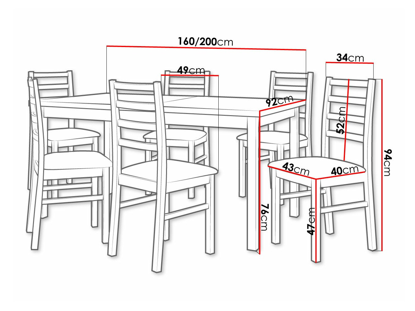 Eetkamerset Victorville 307 (Sonoma eik)