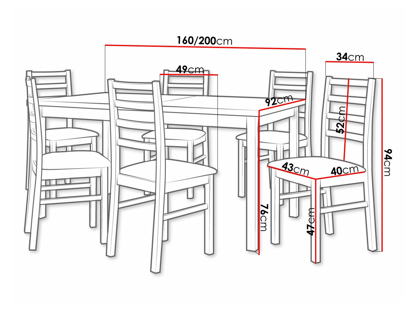 Eetkamerset Victorville 307 (Wit)