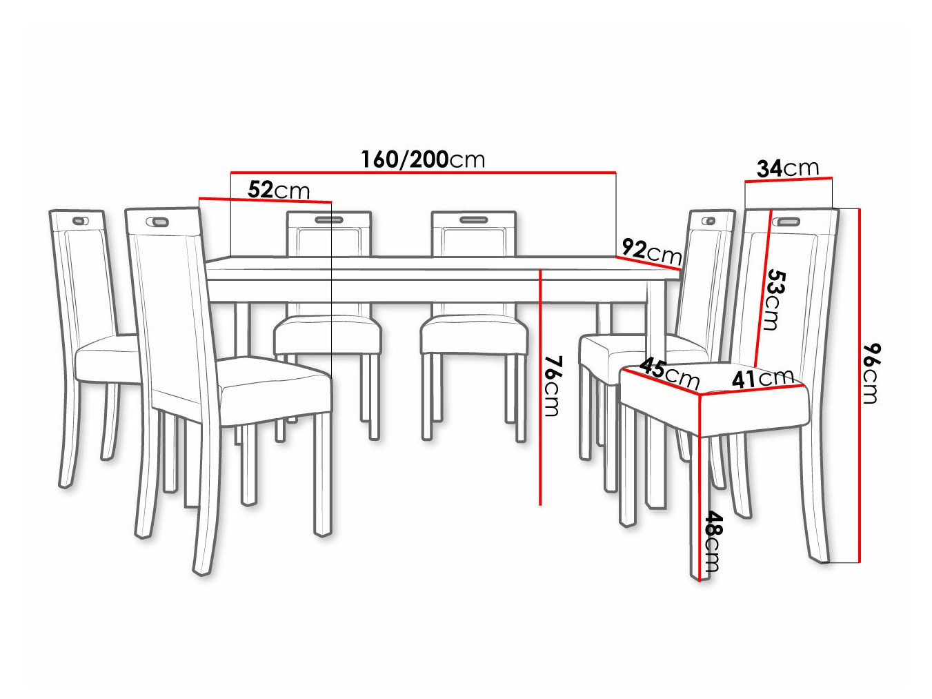 Eetkamerset Victorville 308 (Moer)
