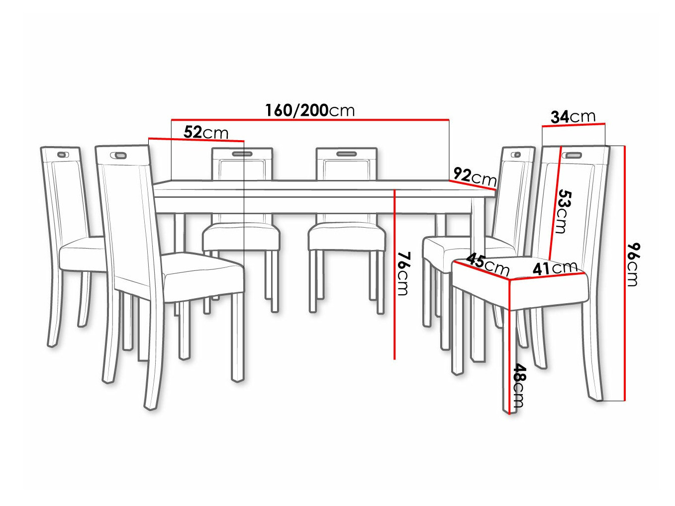 Eetkamerset Victorville 308 (Wit)
