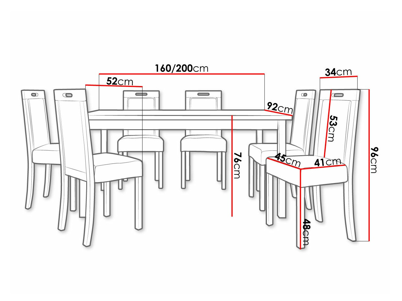 Eetkamerset Victorville 308 (Wit)