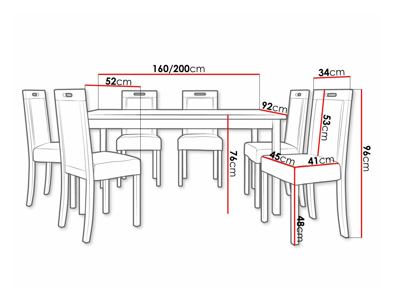 Eetkamerset Victorville 308 (Wit)