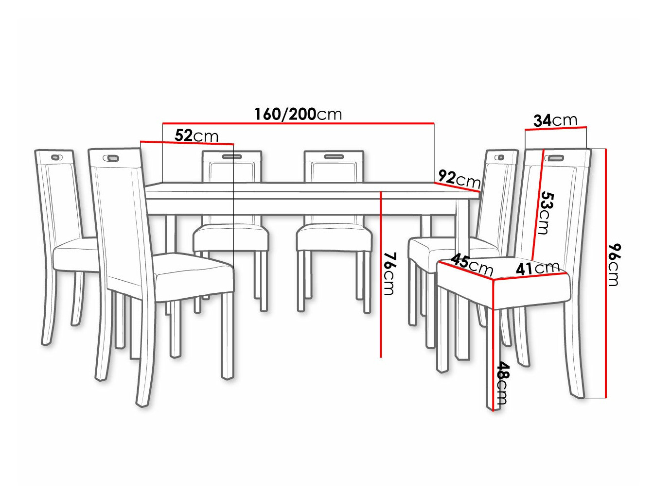 Eetkamerset Victorville 308 (Wit)