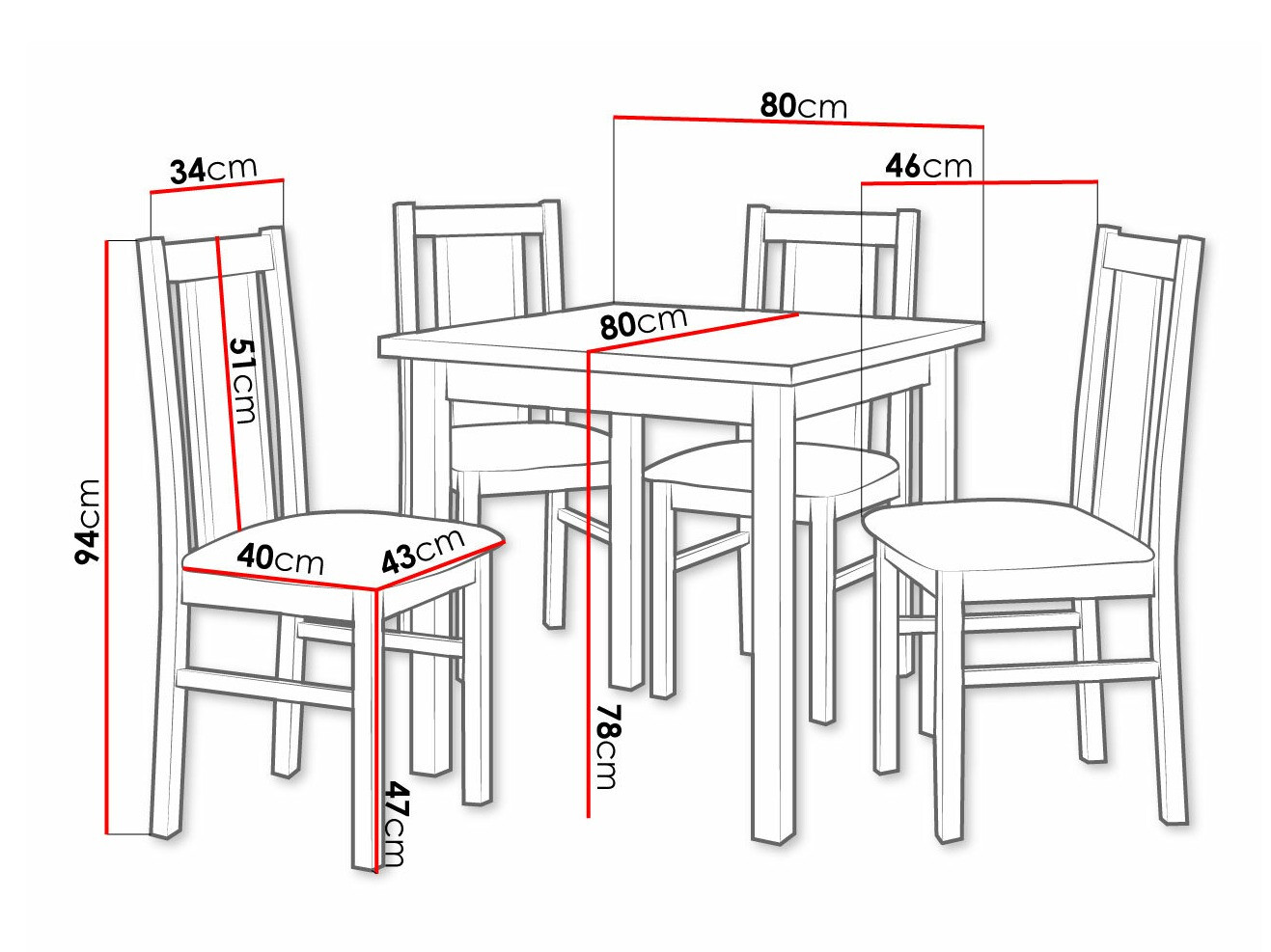 Eetkamerset Victorville 310 (Moer)