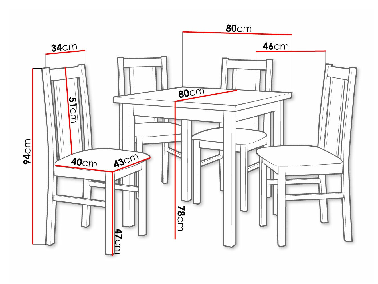 Eetkamerset Victorville 310 (Moer)