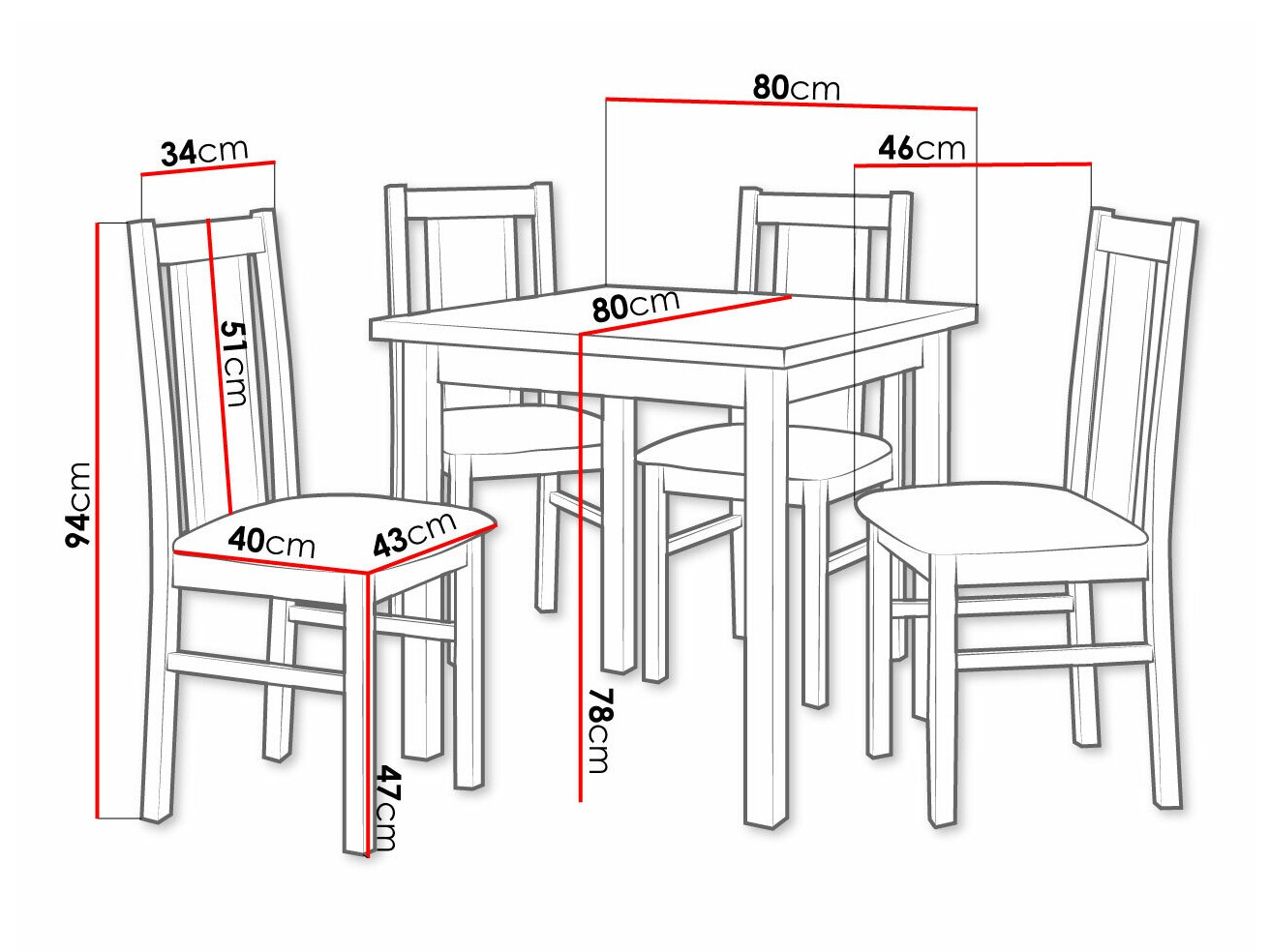 Eetkamerset Victorville 310 (Moer)
