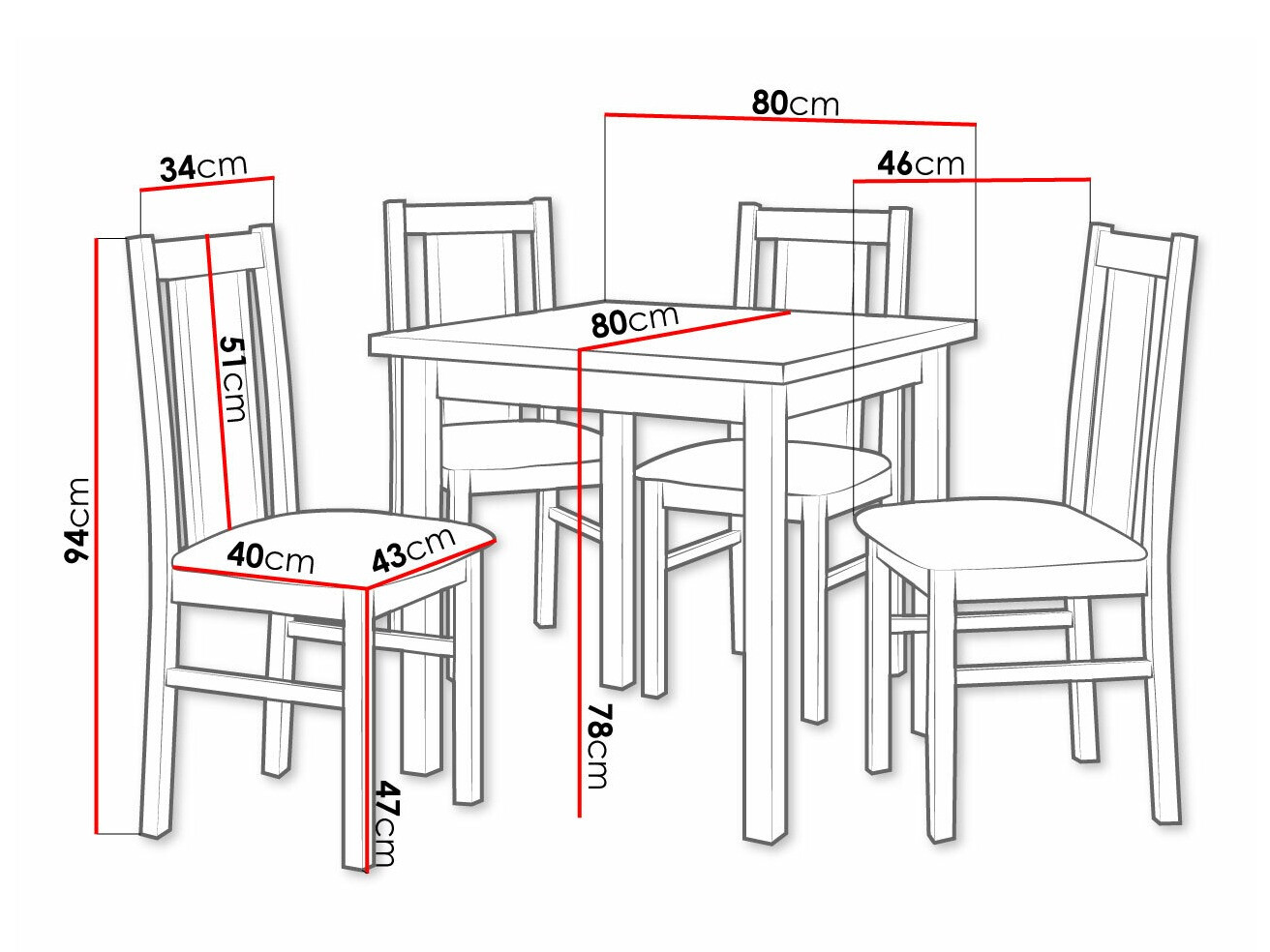 Eetkamerset Victorville 310 (Wit)