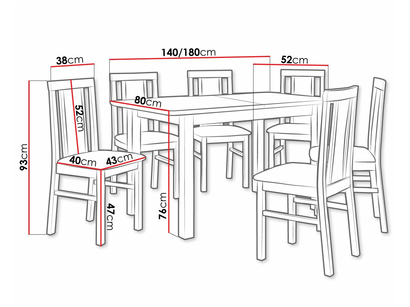 Eetkamerset Victorville 311 (Elzen)