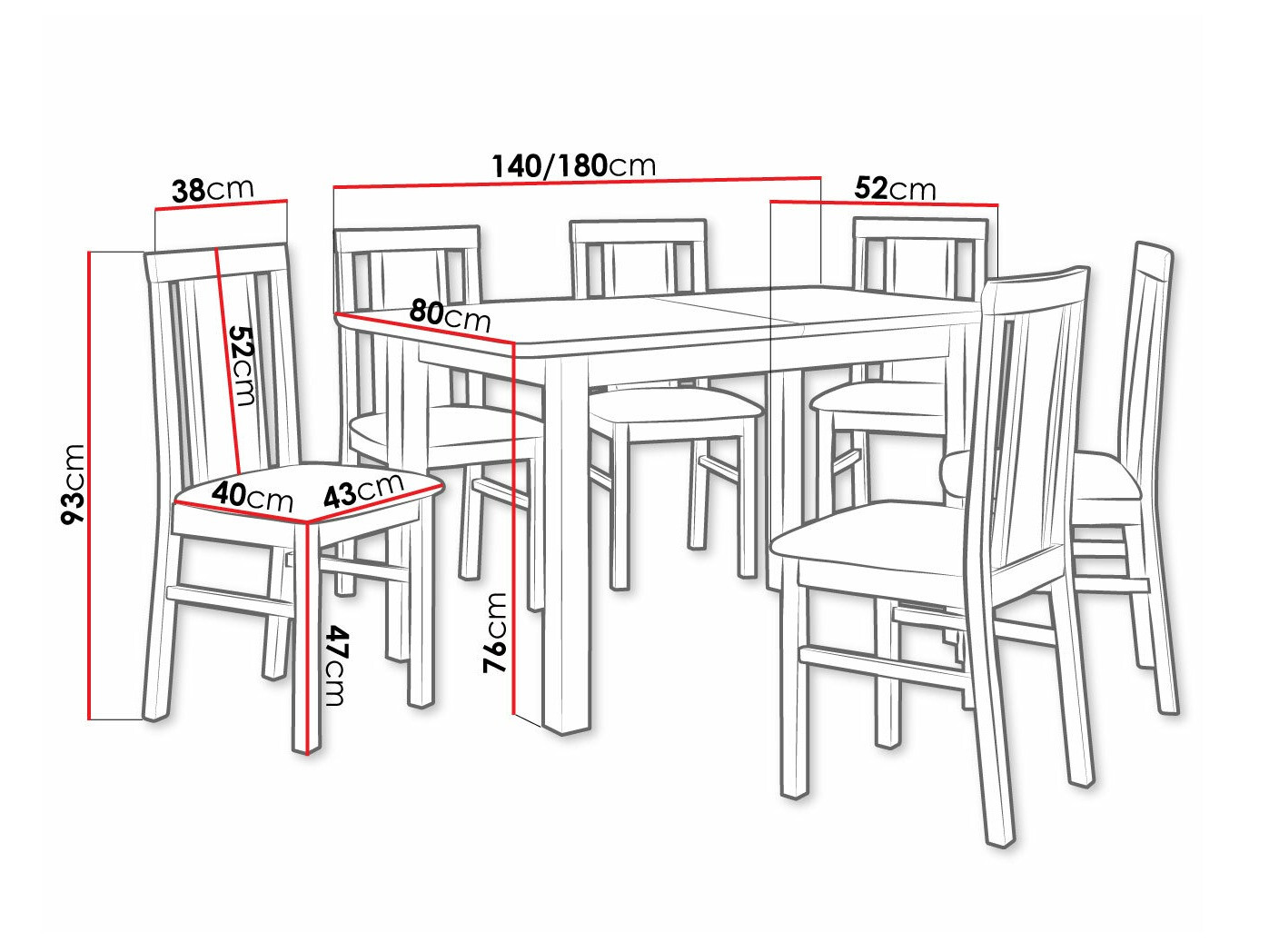Eetkamerset Victorville 311 (Elzen)