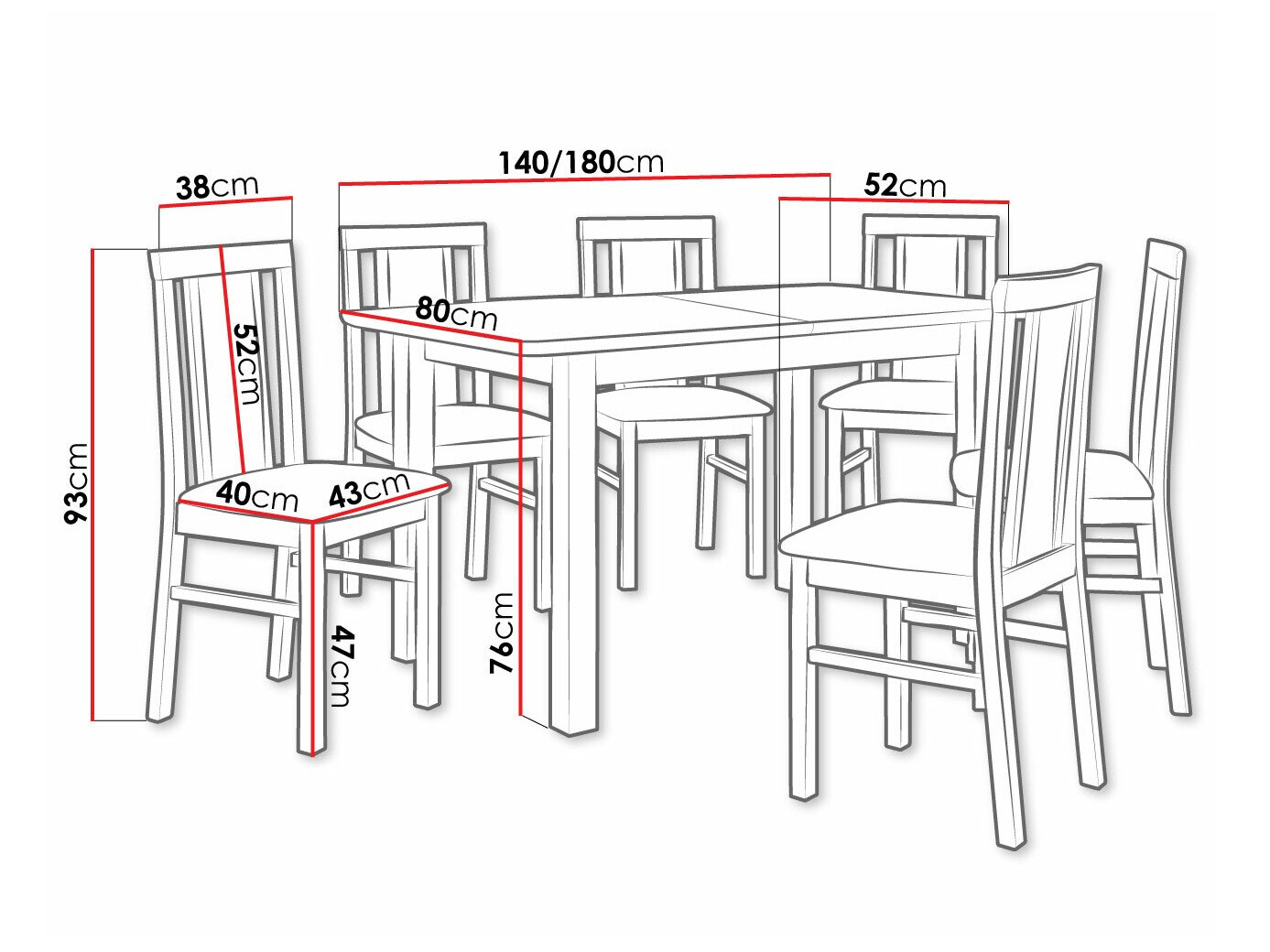 Eetkamerset Victorville 311 (Elzen)