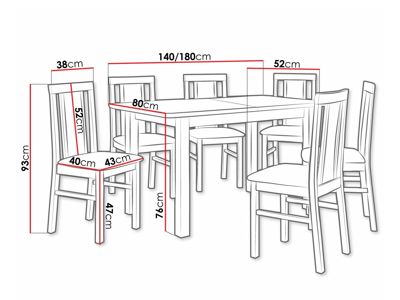 Eetkamerset Victorville 311 (Moer)