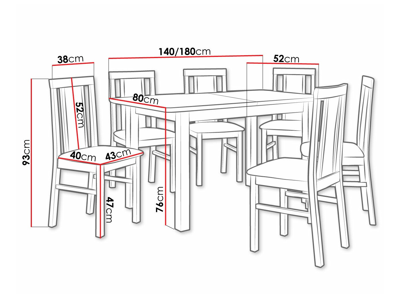 Eetkamerset Victorville 311 (Moer)