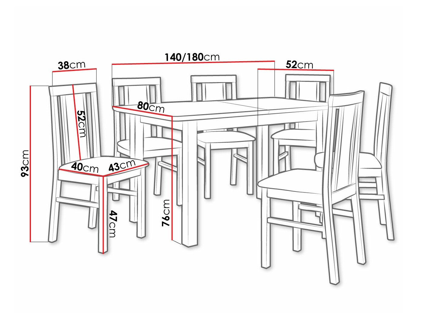 Eetkamerset Victorville 311 (Moer)