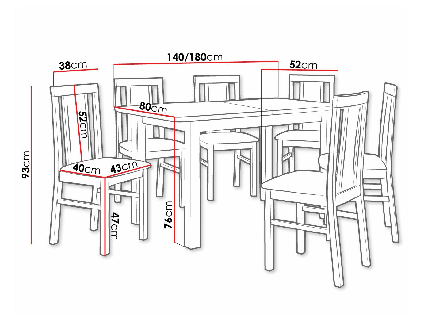 Eetkamerset Victorville 311 (Moer)