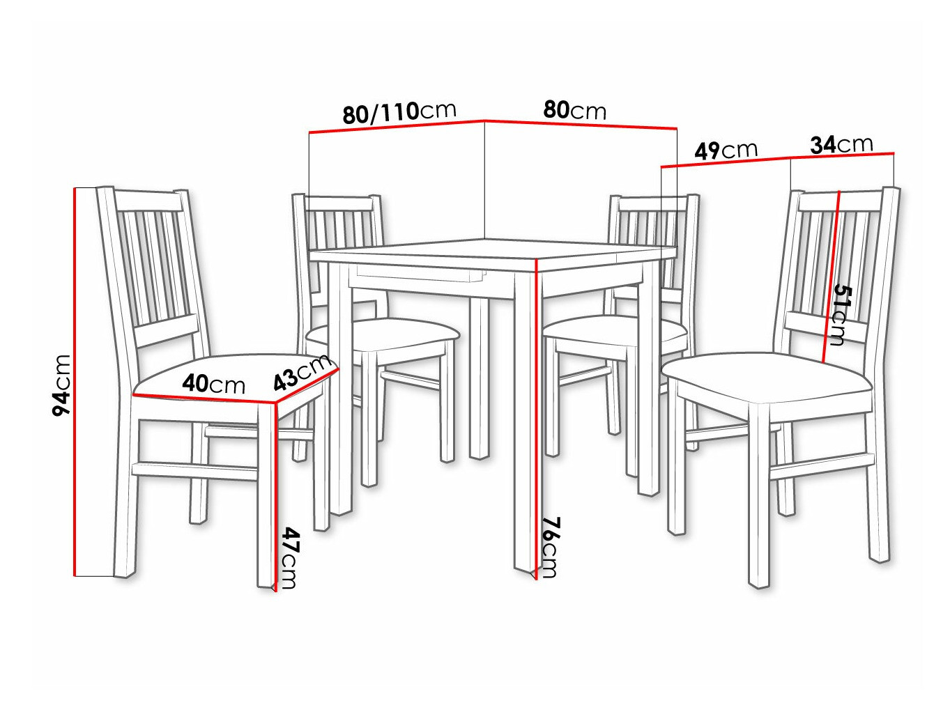 Eetkamerset Victorville 314 (Moer)