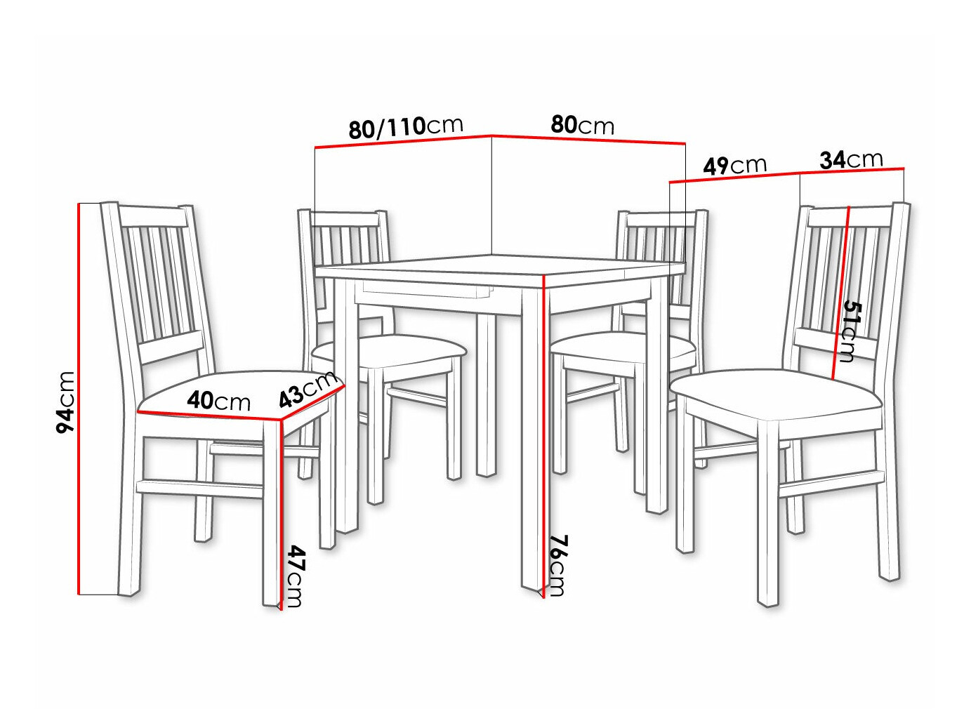 Eetkamerset Victorville 314 (Moer)