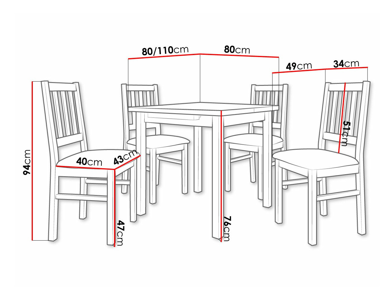 Eetkamerset Victorville 314 (Sonoma eik)