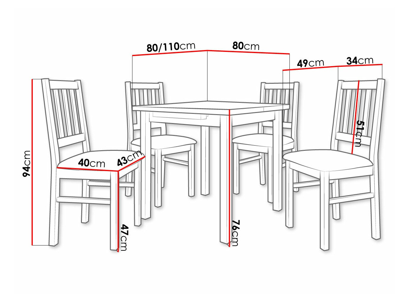 Eetkamerset Victorville 314 (Sonoma eik)