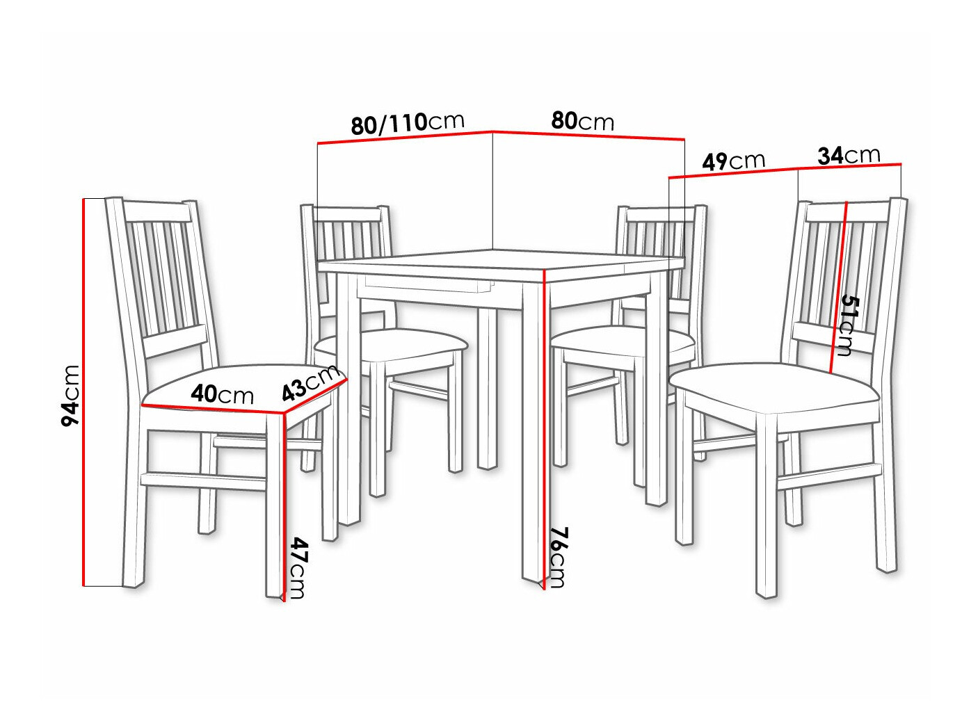Eetkamerset Victorville 314 (Sonoma eik)