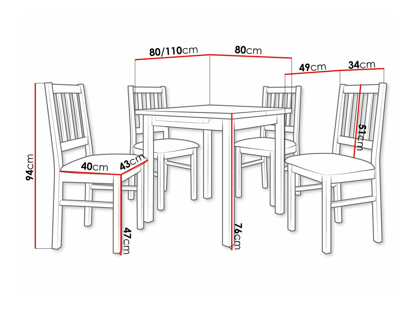 Eetkamerset Victorville 314 (Sonoma eik)