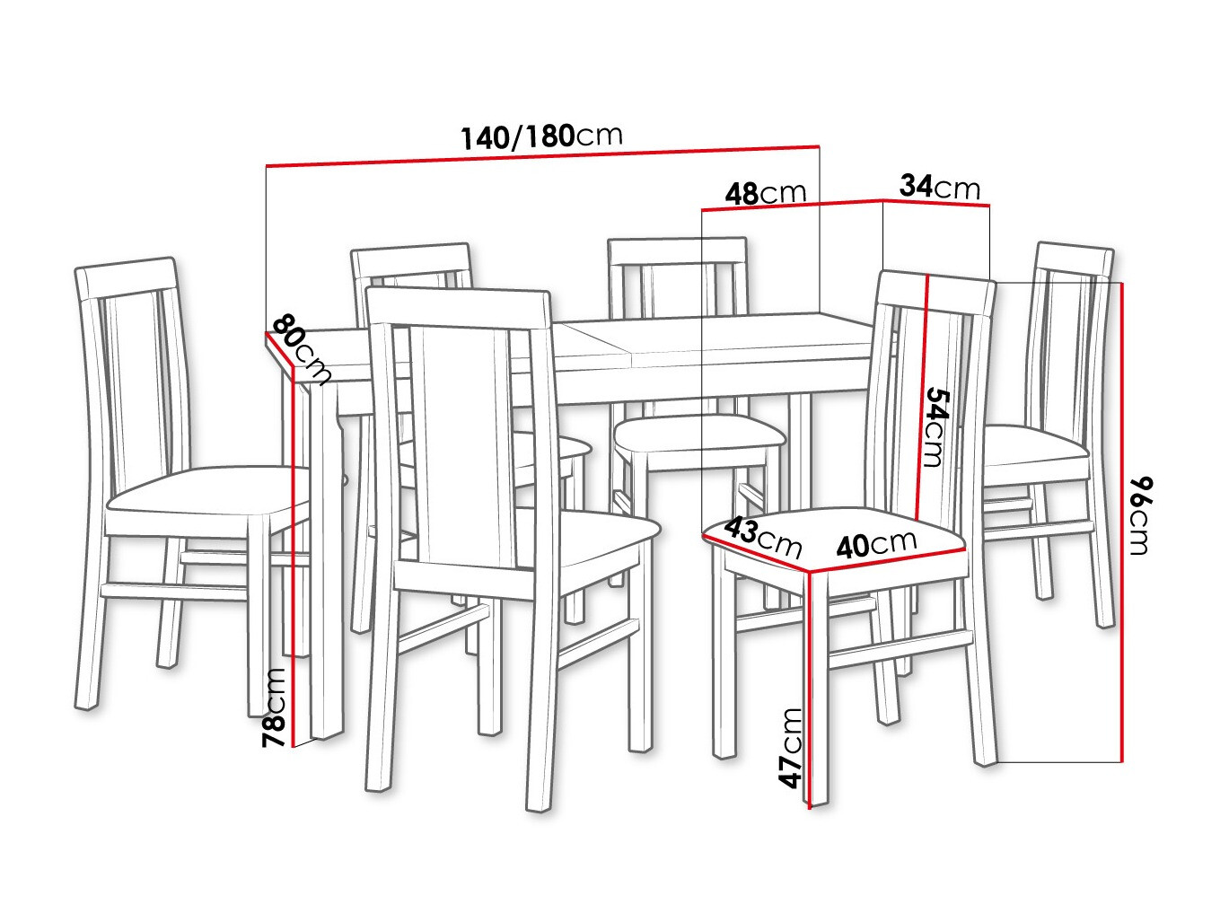 Eetkamerset Victorville 315 (Elzen)
