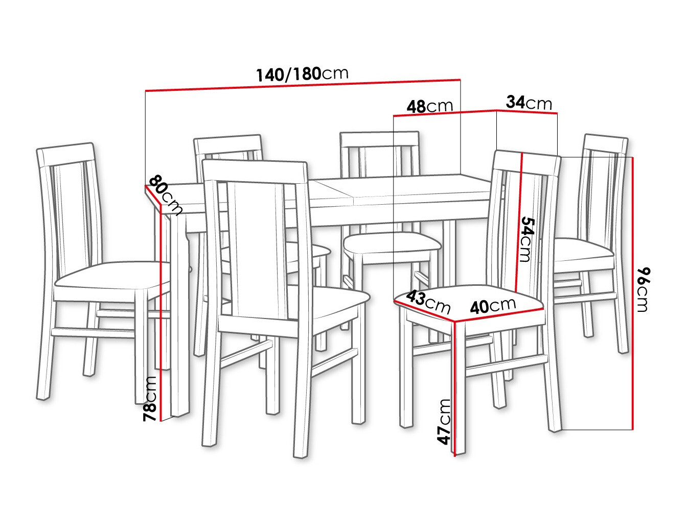 Eetkamerset Victorville 315 (Elzen)