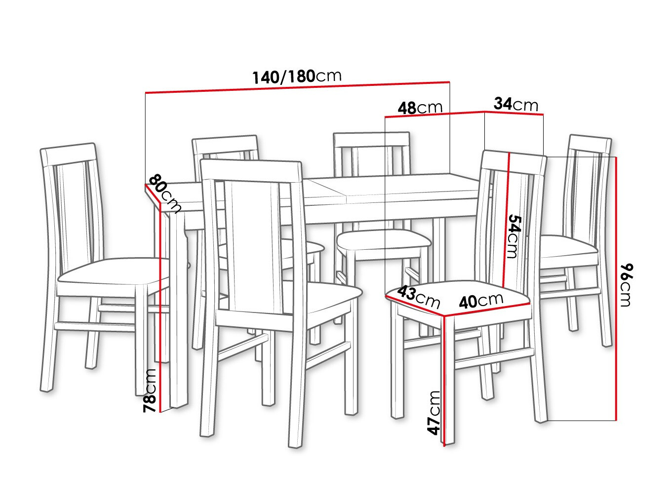 Eetkamerset Victorville 315 (Moer)