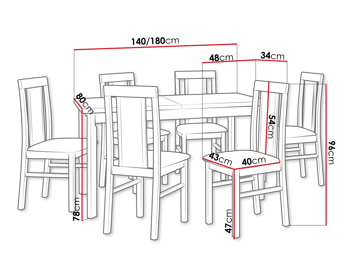Eetkamerset Victorville 315 (Moer)