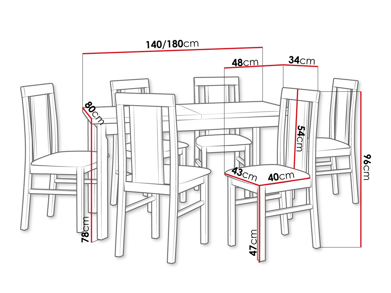 Eetkamerset Victorville 315 (Moer)