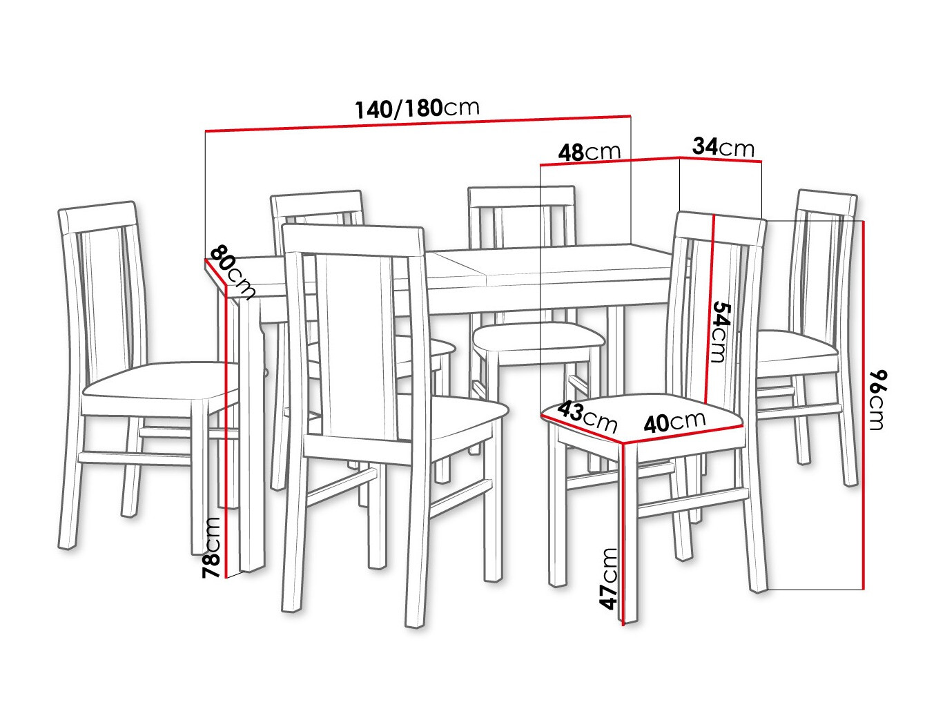Eetkamerset Victorville 315 (Moer)