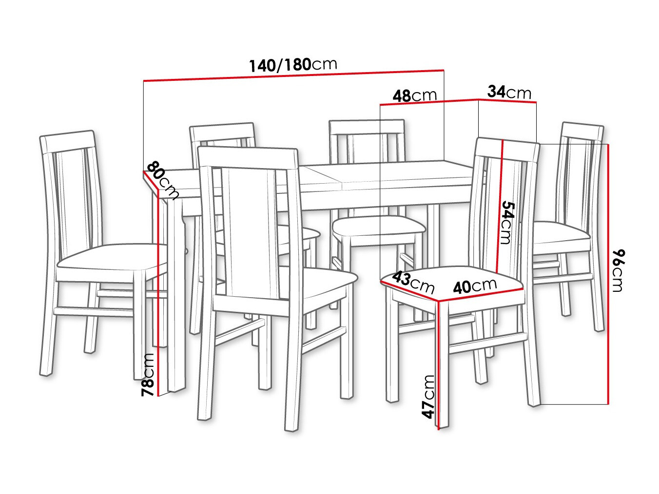 Eetkamerset Victorville 315 (Wit)