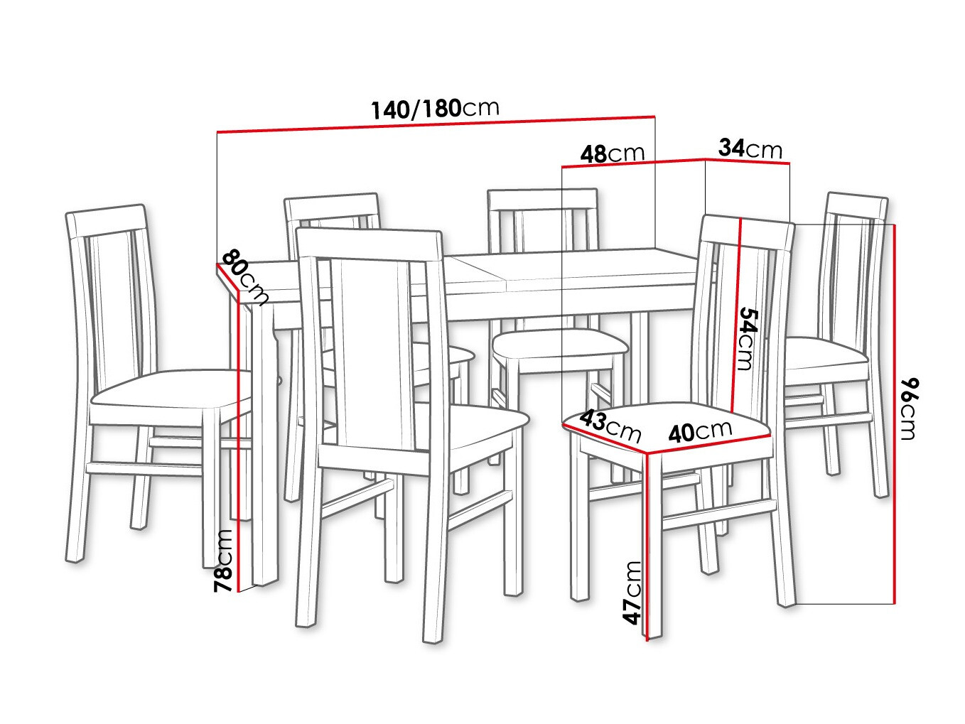 Eetkamerset Victorville 315 (Wit)