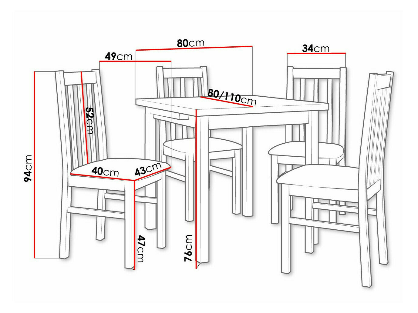 Eetkamerset Victorville 319 (Sonoma eik)