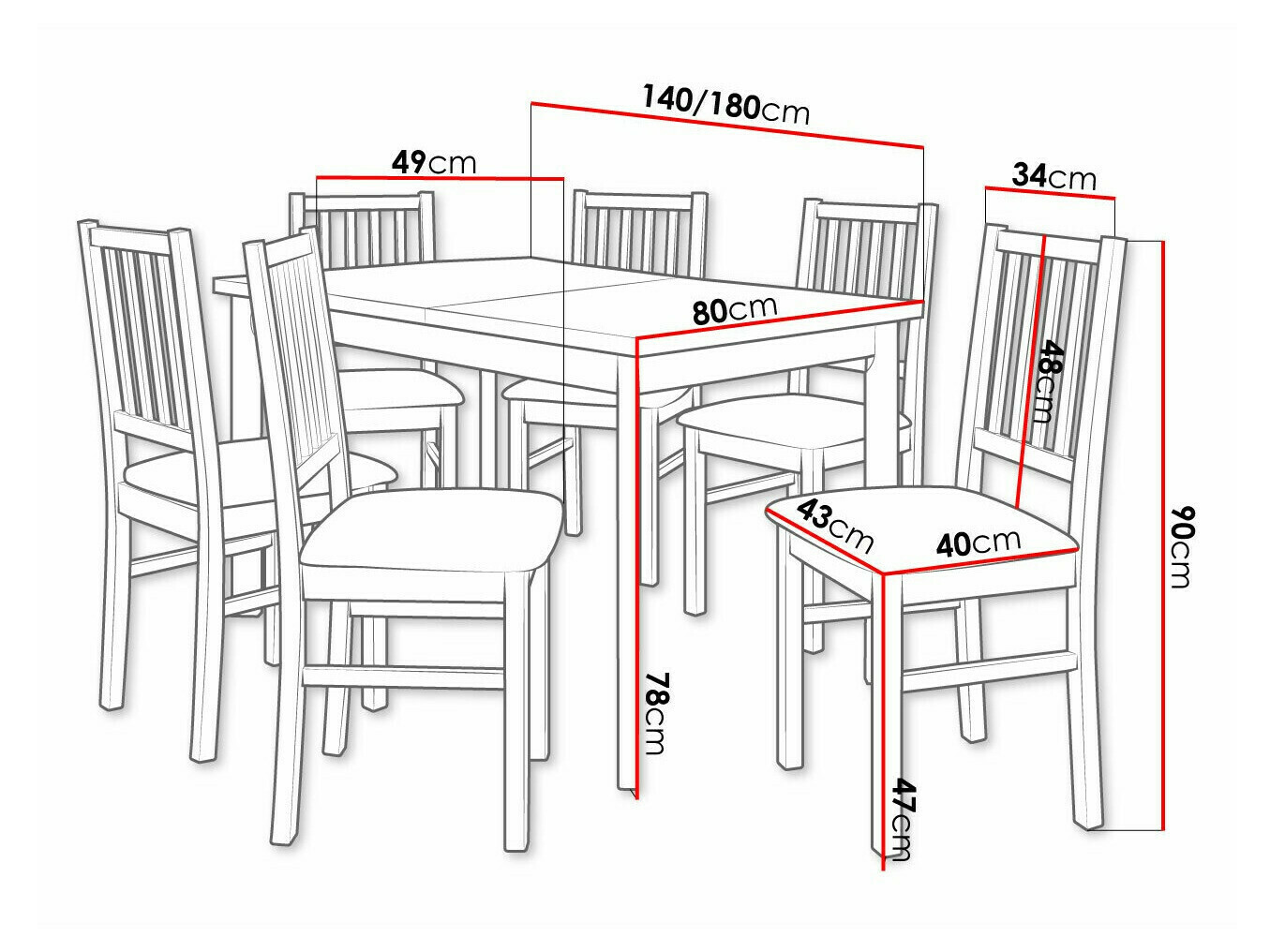 Eetkamerset Victorville 320 (Wit)