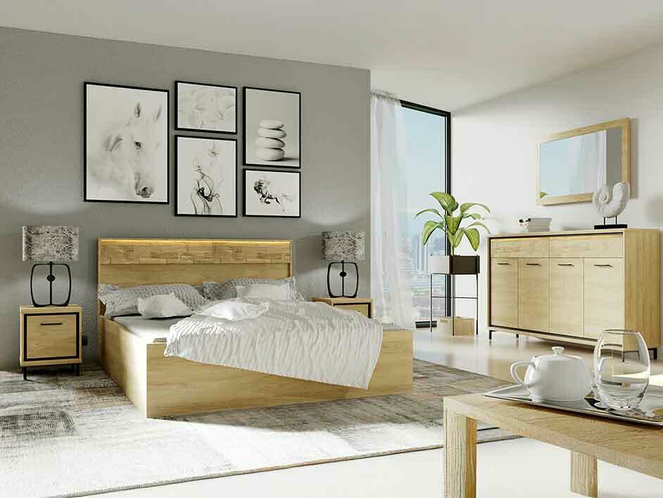 Slaapkamer set Etrmoni 122 (Licht hout + Eiken)