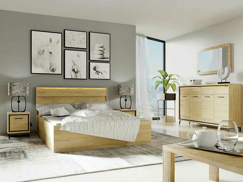 Slaapkamer set Etrmoni 122 (Licht hout)